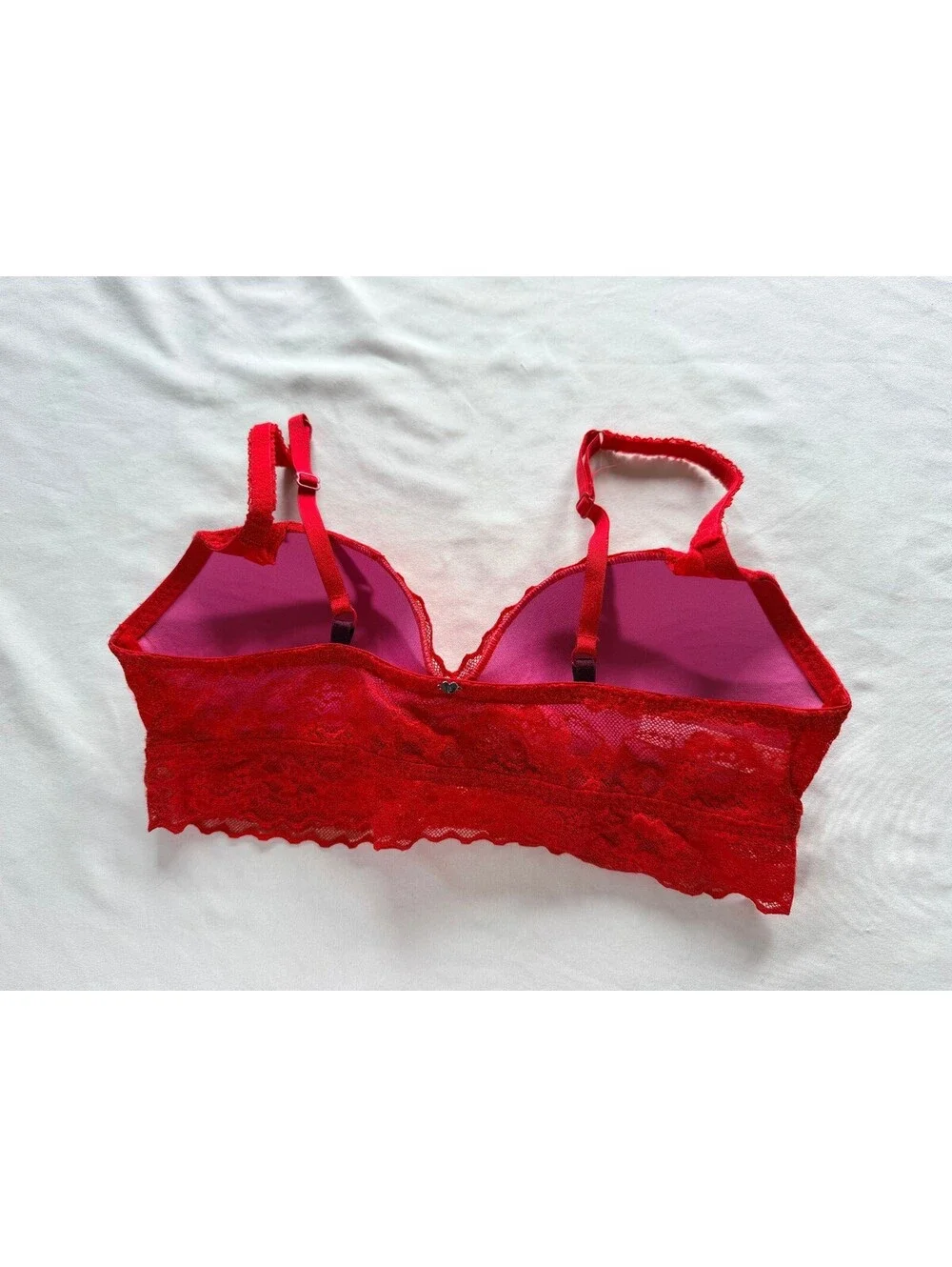 Victoria's Secret PINK Red Lace Bralette Lightly Lined Wireless Size M